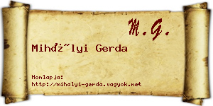 Mihályi Gerda névjegykártya